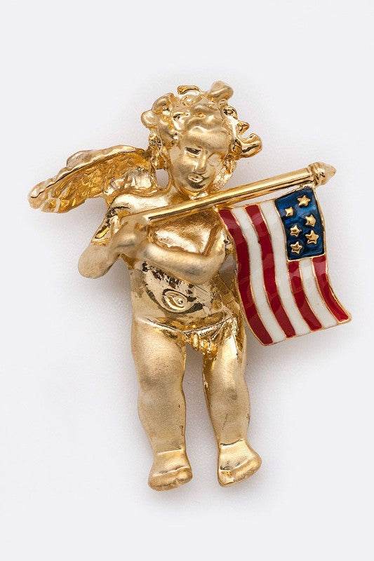 US Flag Angel Brooch Set - Patriotic Pin Collection (6-Piece)