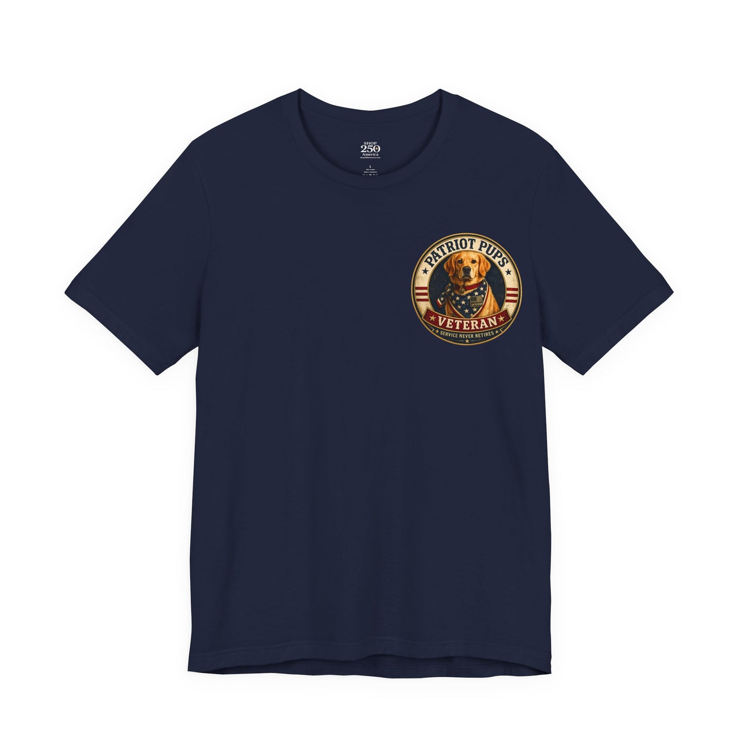 Patriot Pups Veteran T-Shirt — American Flag Dog Military Tribute Tee
