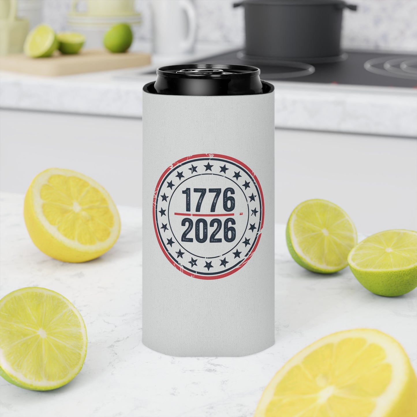 America 250 Can Cooler 1776-2026 — Patriotic Beer Koozie