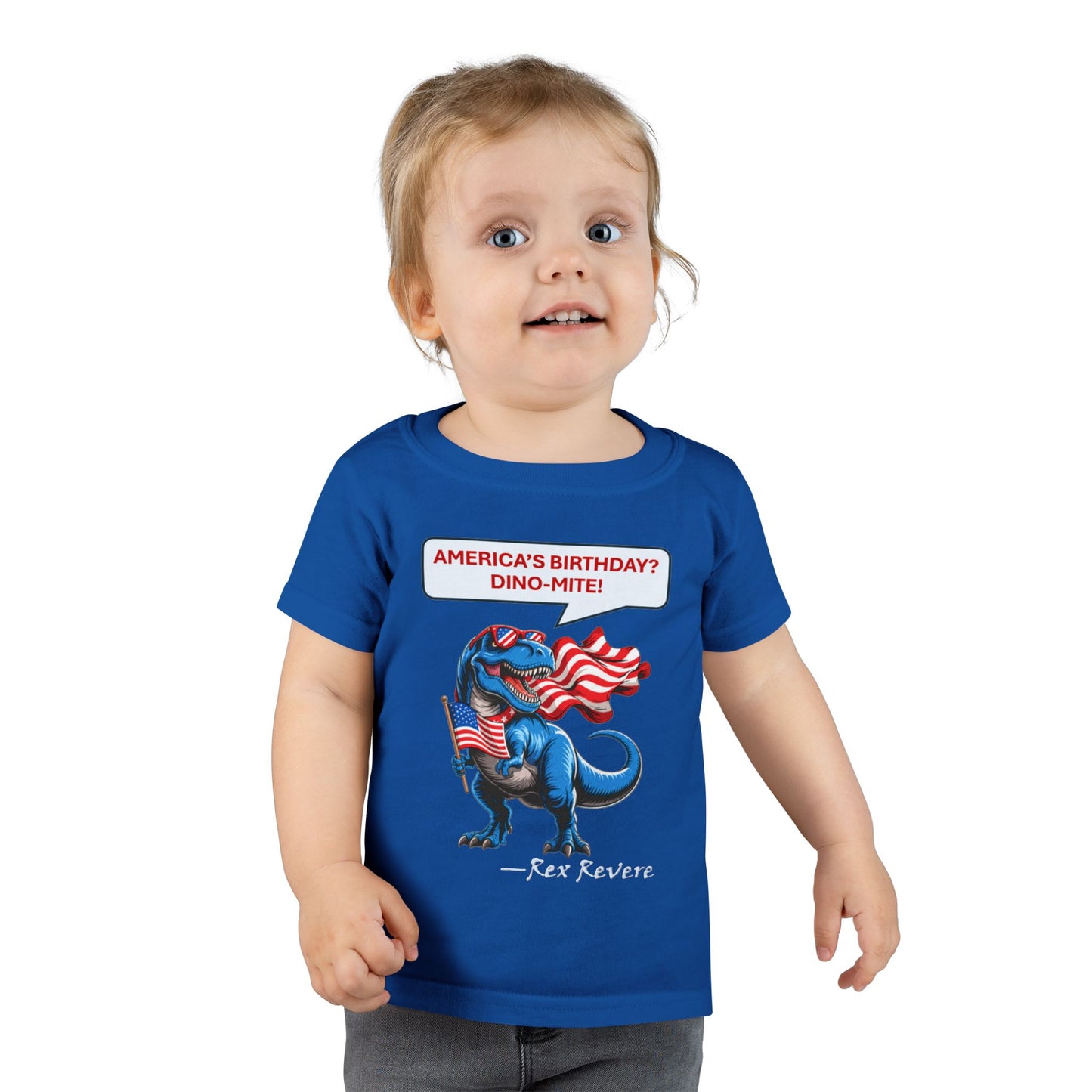 Toddler T-Shirt - "America's Birthday? DINO-MITE!" Patriotic Dino Kids Tee