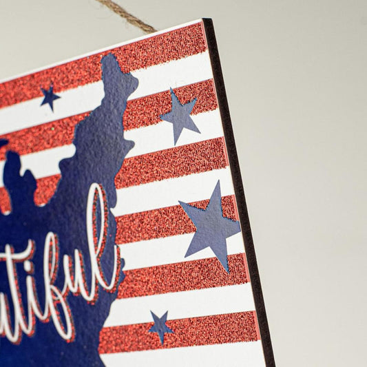 12" Wooden Sign: America The Beautiful
