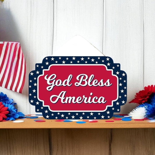 12" Wooden Sign: God Bless America