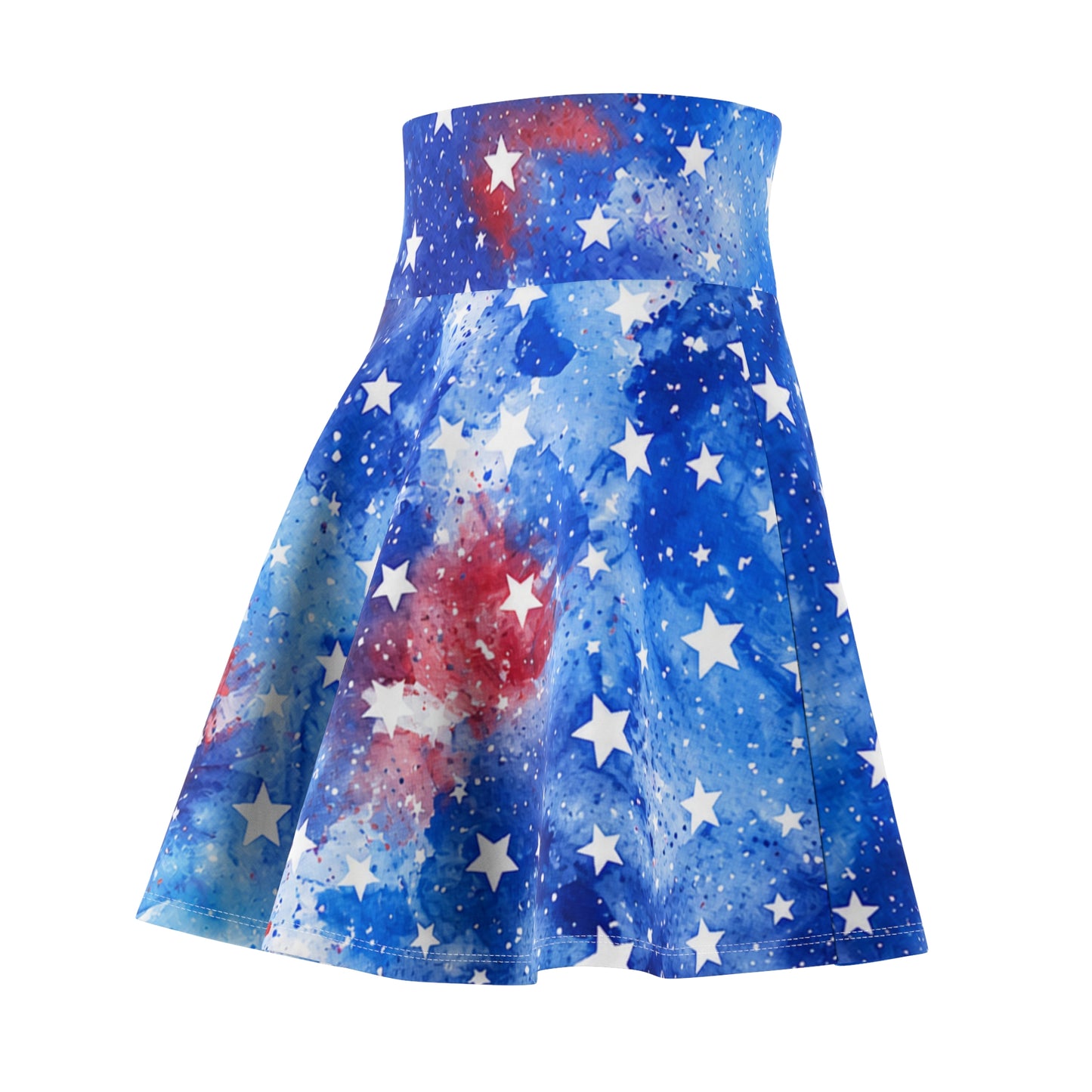 Patriotic Red White & Blue Star Skater Skirt — Women’s 4th of July AOP
