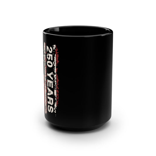 America 250 Black Mug 1776-2026 — 15oz Patriotic Coffee Cup