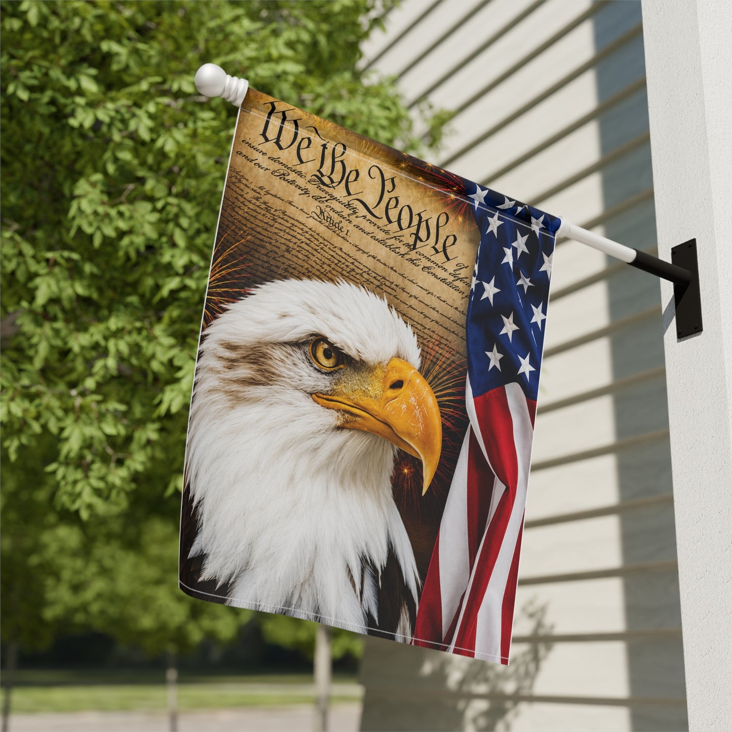 Patriotic Eagle Garden Flag – "We the People" USA House Banner