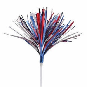 Patriotic Mylar Spray Picks 36 Pack - Red White Blue Cake Toppers 5.5 Inch