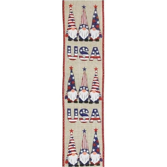 2.5" USA Patriotic Gnome Ribbon: Natural (10 Yards)