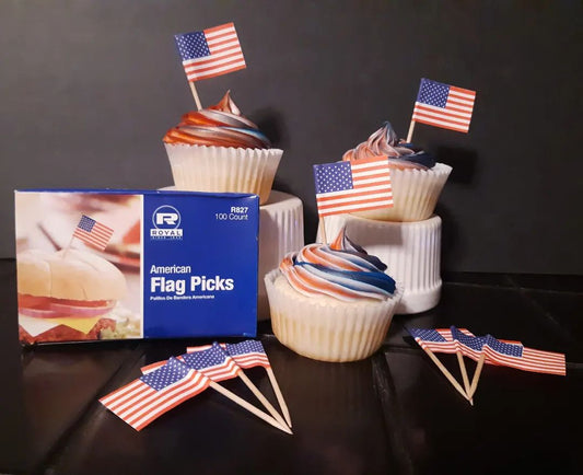 American Flag Toothpicks 2.5 Inch - Patriotic Food Picks 100 or 1000 Count