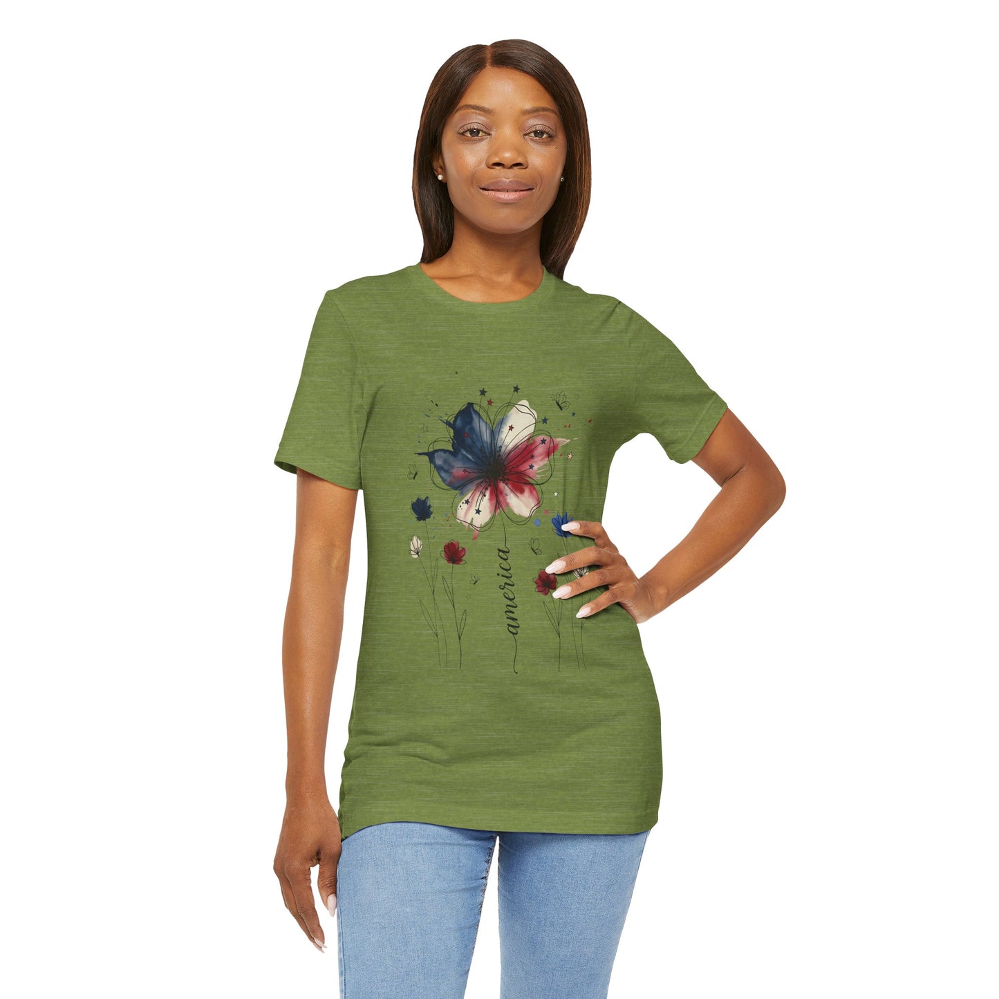 America 250 Watercolor Floral Graphic Tee – Women's