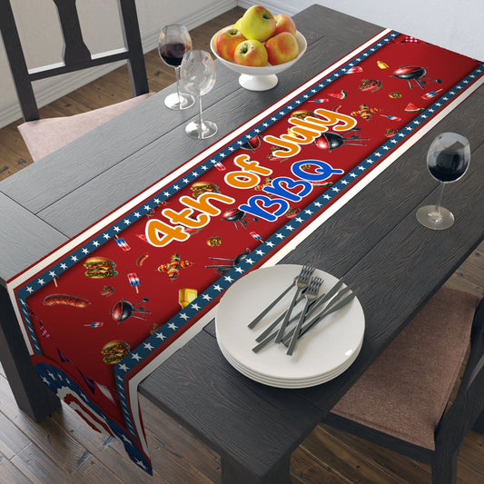 BBQ 4th of July Table Runner | Patriotic American Independence Day | Trump 4th Of July Table Runner For Kitchen 682359 - GOP