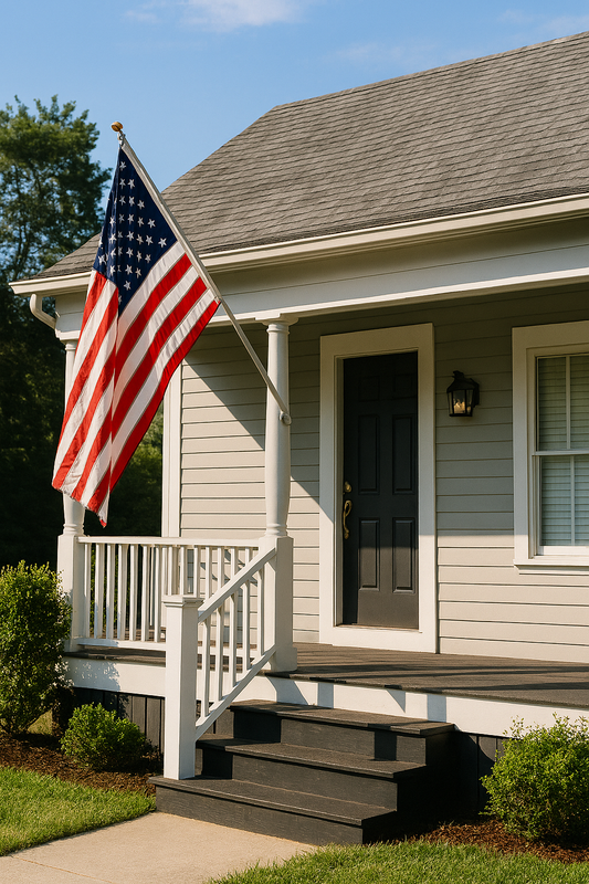 Complete Outdoor American Stainless Steel Flag Set with Adjustable Bracket