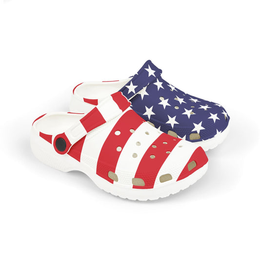 Kids Patriotic Foam Clogs | July 4th Shoes with Charms