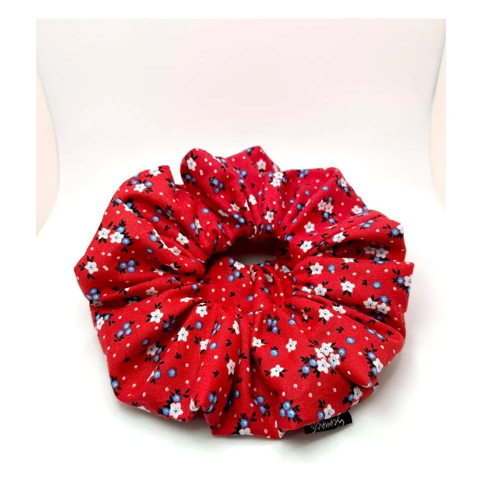 Red Floral Patriotic Oversized Scrunchie