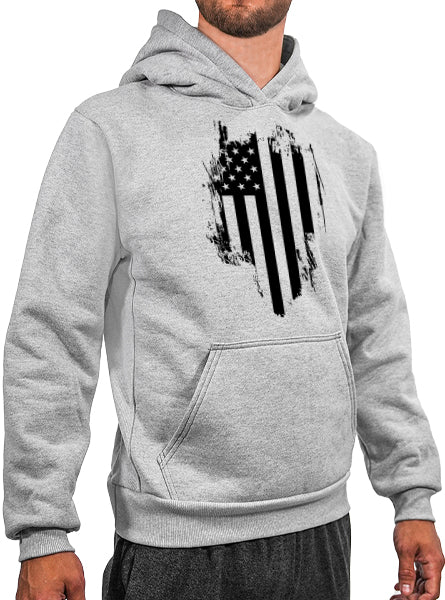 Men's Distressed Flag Heavy Weight Fleece Hoodie