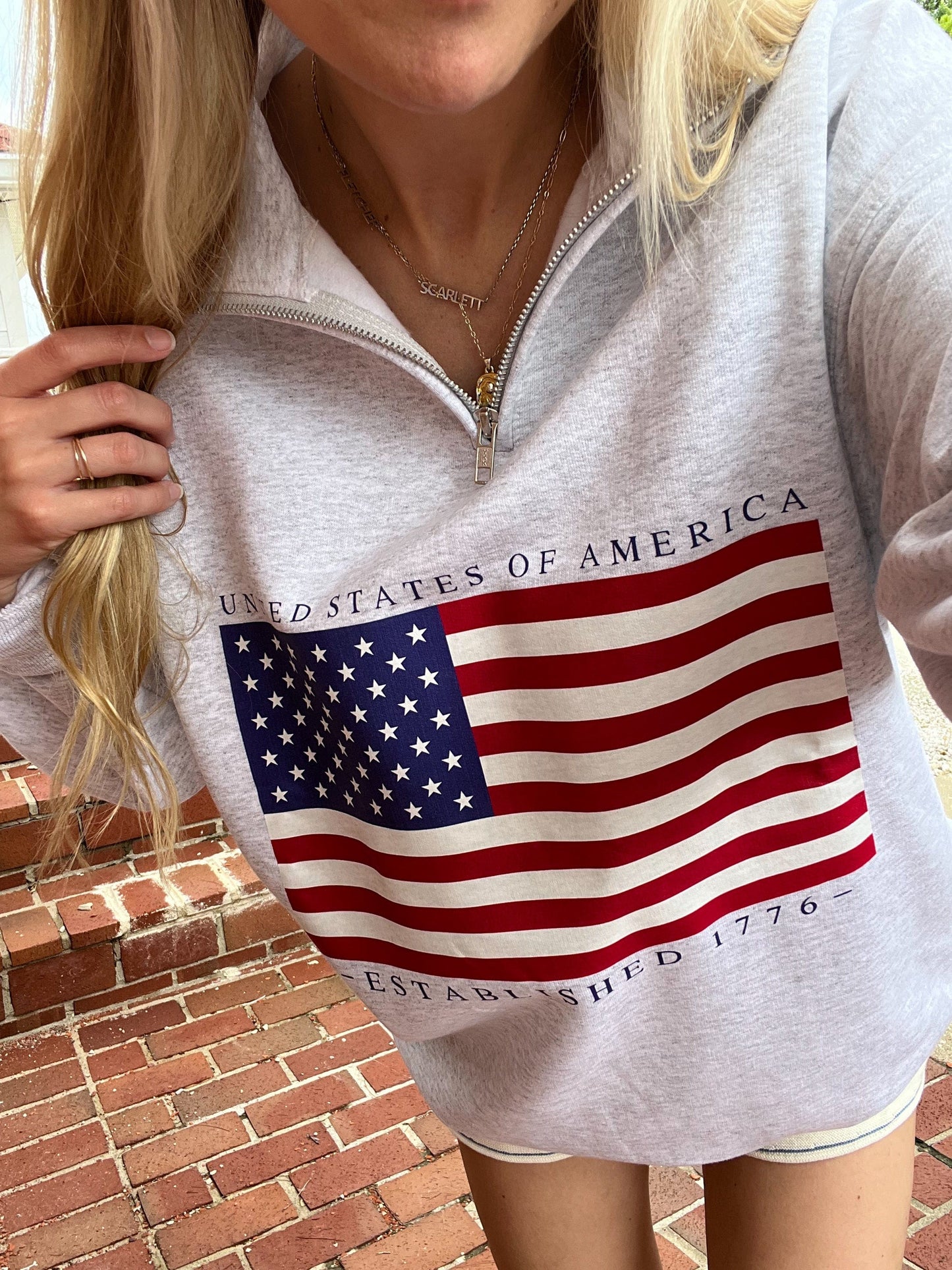 All American Flag 1/4 Zip Pullover - Patriotic | Wild Kard