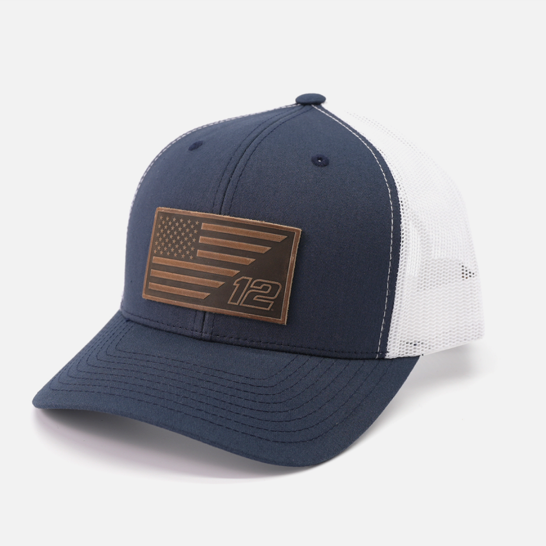 #12 American Flag Snapback Hat – Racing Design | Range Leather Co