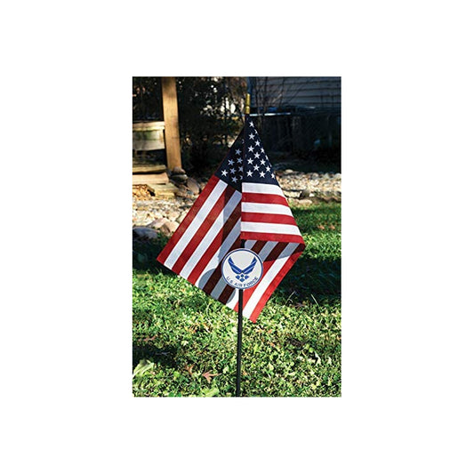Air Force Wings Veteran Grave Marker With 30 Inch Tall American Cemetery Flag, Officially Licensed Military Seal.
