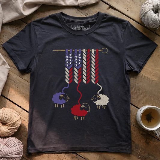 America Wool T-Shirt - Patriotic Yarn Art Design for Knitters & Crocheters