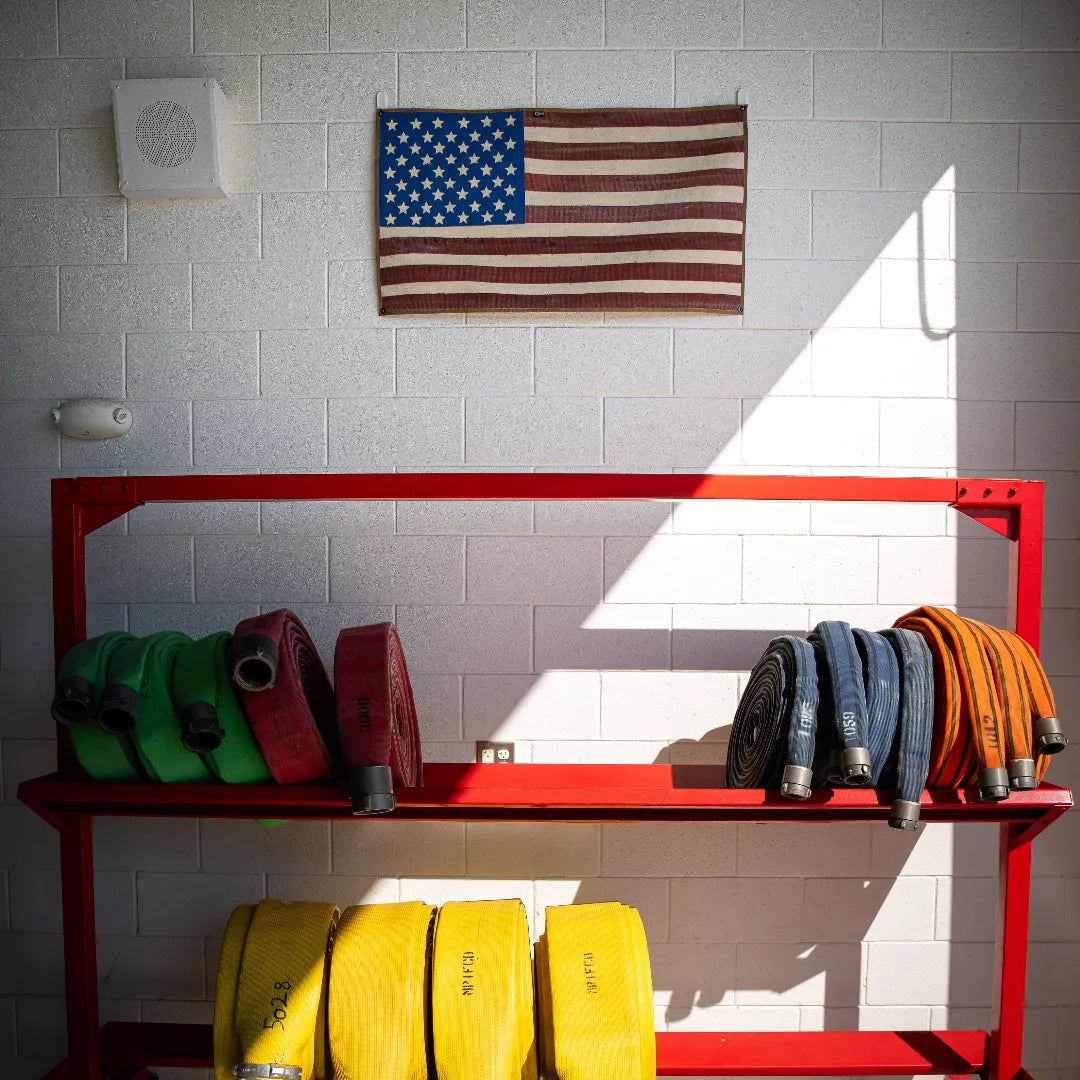 Fire Hose American Flag – Vintage Weathered Wall Art