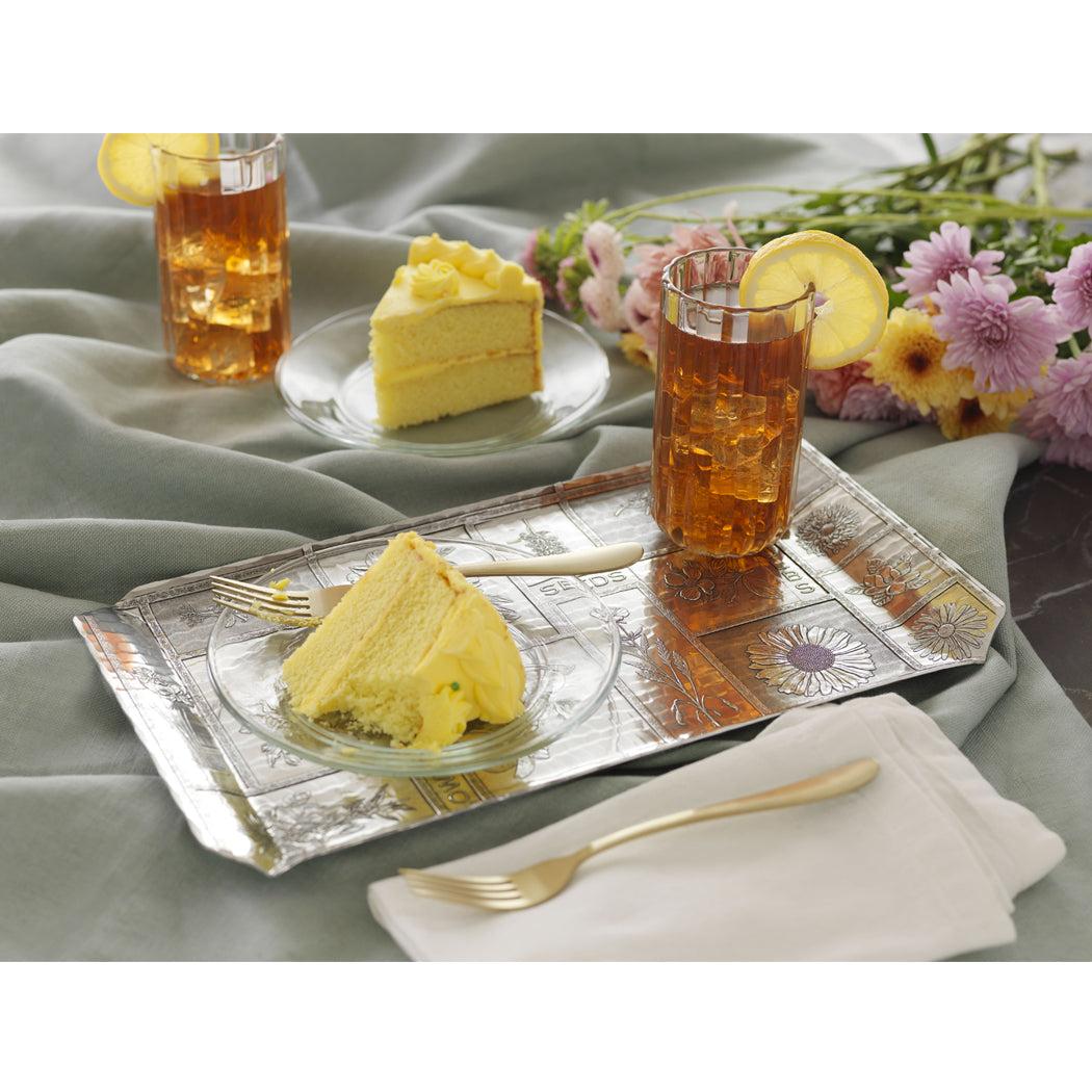 American Botanical Hostess Tray - Hand-Hammered Aluminum Floral Serving Tray