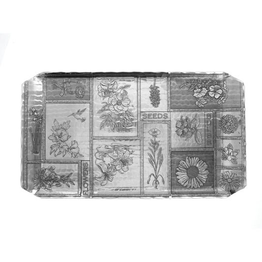 American Botanical Hostess Tray - Hand-Hammered Aluminum Floral Serving Tray