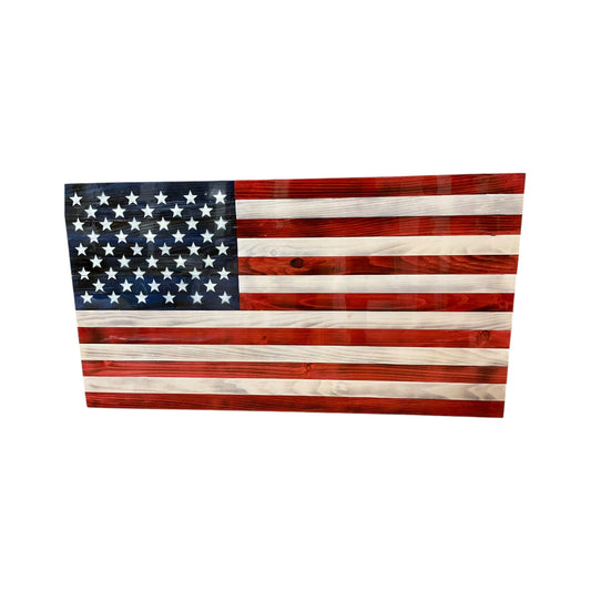 Wooden American Flag with Epoxy Coating and Custom Engraving