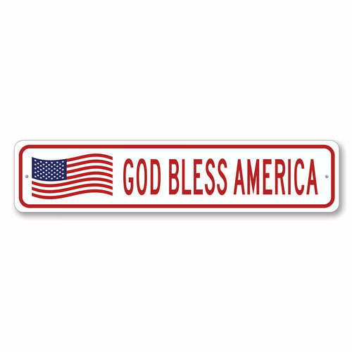 God Bless America US American Flag Sign