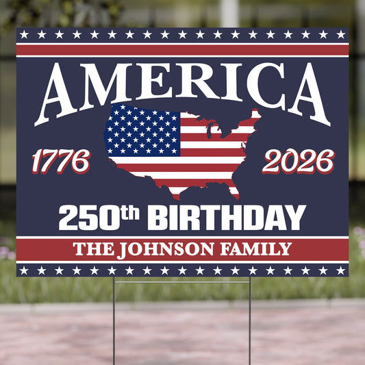 Happy 250 Years Birthday USA Yard Sign | America Anniversary Yard Sign | Patriotic 4th of July Yard Sign | Independence Day Yard Sign 682485