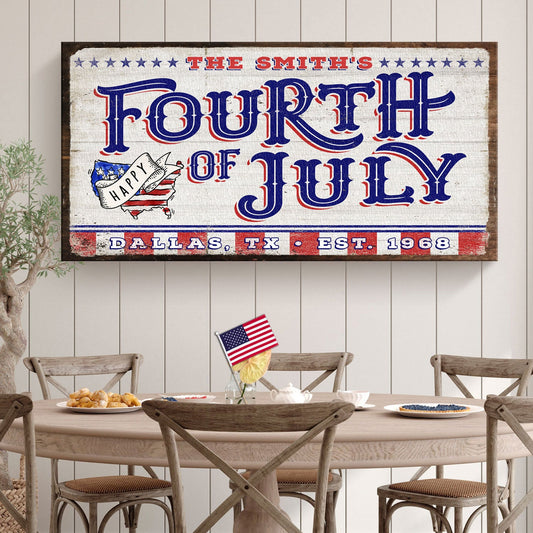 4th of July Personalized Welcome Sign – Custom Patriotic Canvas Wall Art