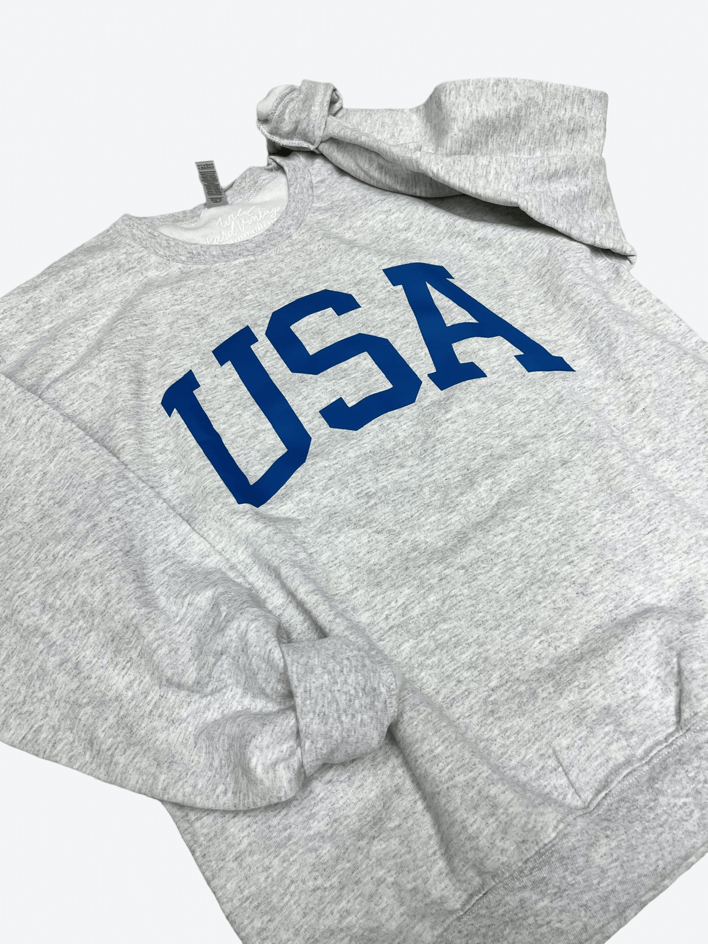Gray & Blue USA Crewneck - Patriotic Sweatshirt | Wild Kard