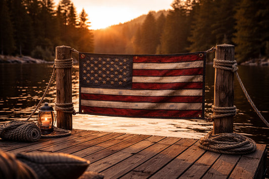 Fire Hose American Flag – Vintage Weathered Wall Art