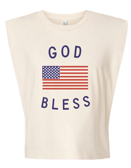 God Bless America Vintage Faded Muscle Tank - Patriotic Unisex Tank Top