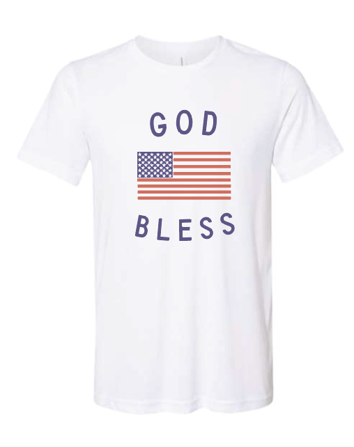 God Bless America Unisex Tee - Patriotic Screen-Printed Cotton T-Shirt