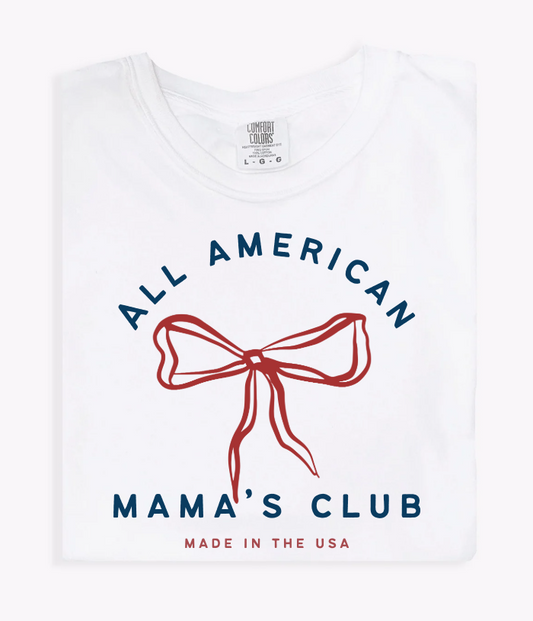 All American Mama's Club Unisex Tee - Patriotic Mom Screen-Printed T-Shirt