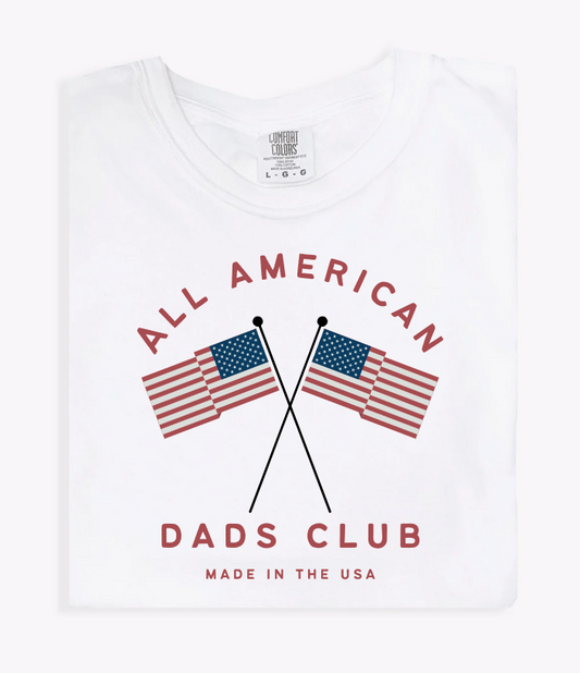 All American Dad's Club Unisex Tee - Patriotic Dad Screen-Printed T-Shirt