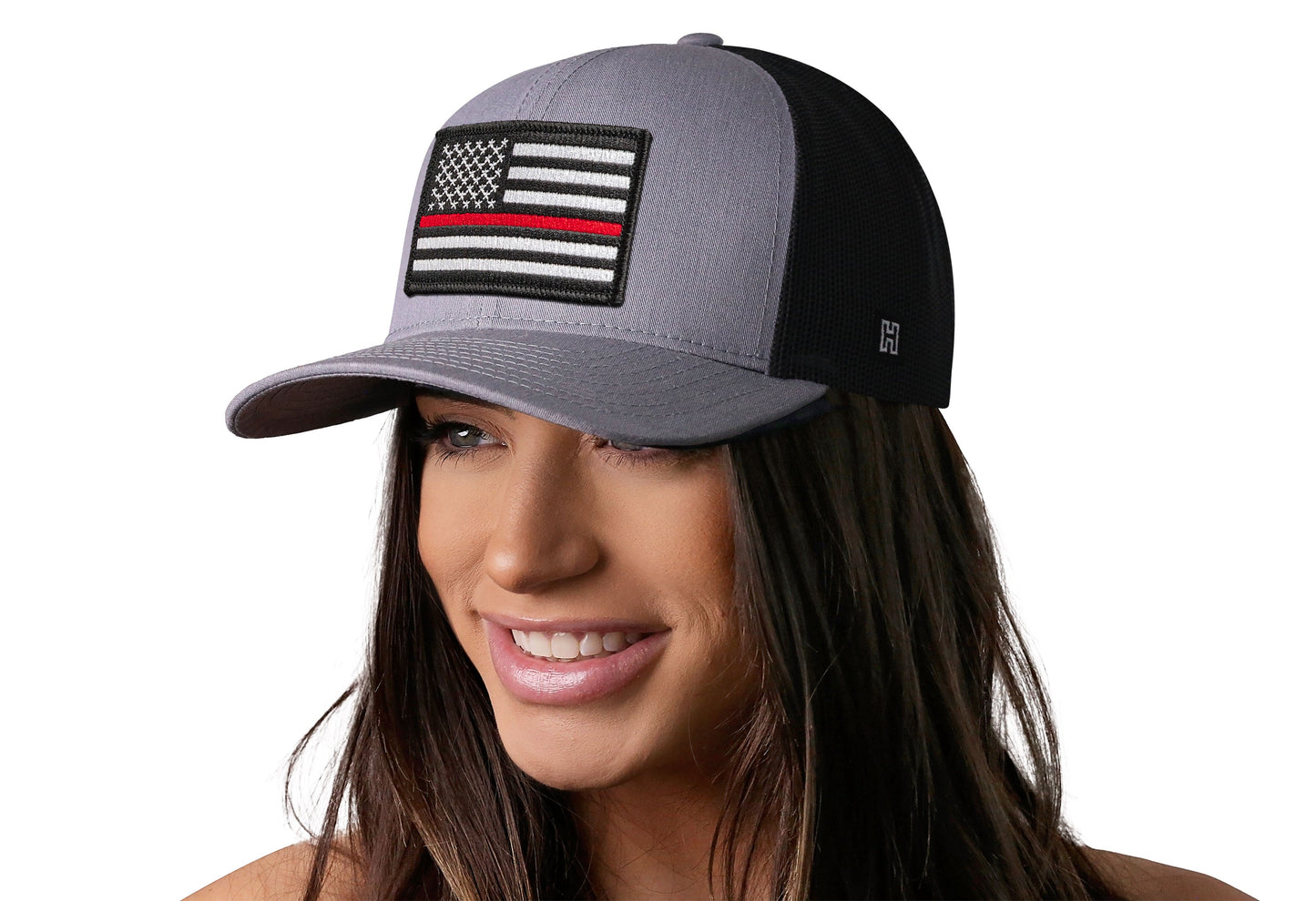 Thin Red Line Trucker Hat | Gray-Black Fire Snapback