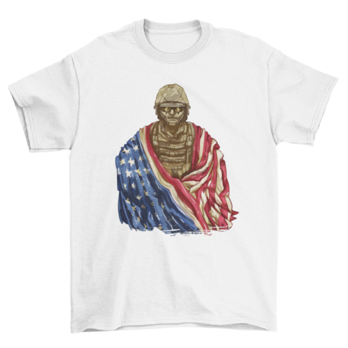 Soldier with american flag t-shirt