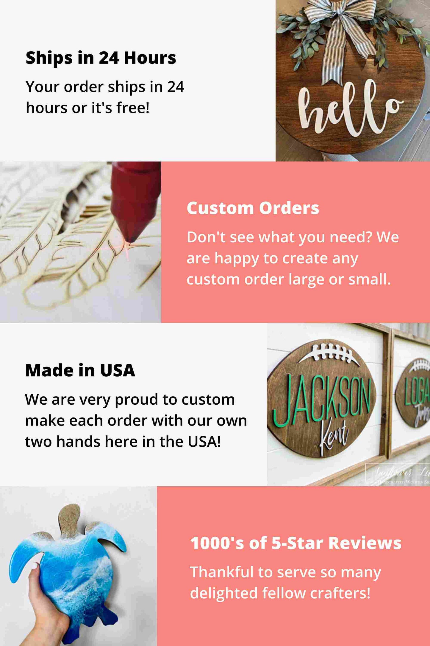 Unfinished Wood American Heart Flag Shape - USA Craft - up to 46"