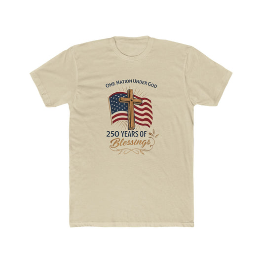 America: 250 Years of Blessings “One Nation Under God” Flag & Cross Patriotic T-Shirt