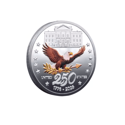 America 250th Anniversary Commemorative Challenge Coin - Silver Plated