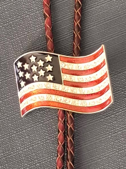 American Flag Bolo Tie - Handcrafted Patriotic Western Neckwear