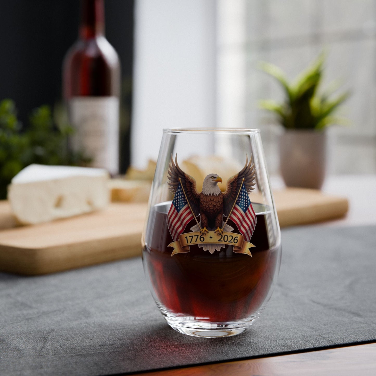America’s 250th Anniversary “Wings of Freedom” Stemless Wine Glass – 1776–2026 Edition