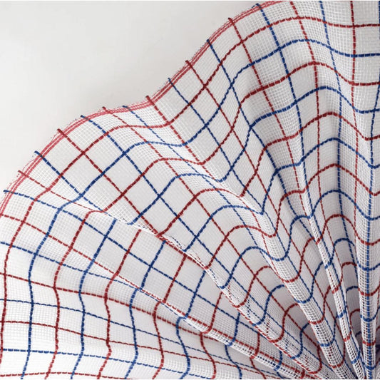 10" Fine Weave Faux Jute Check Mesh Ribbon: Patriotic