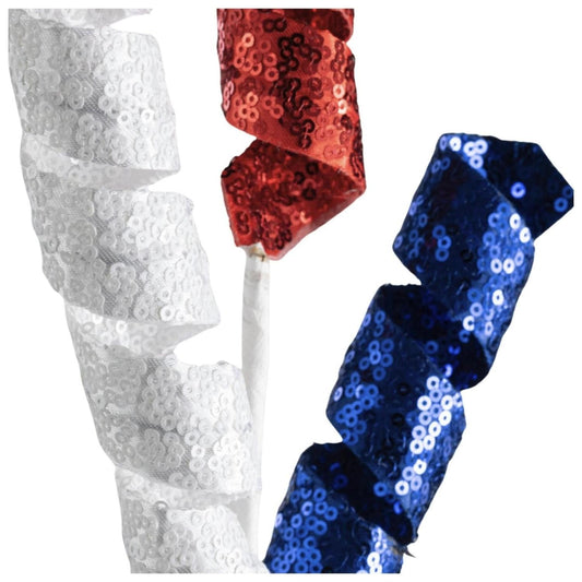 24" Sequin Frizzy Curly Spray: Patriotic
