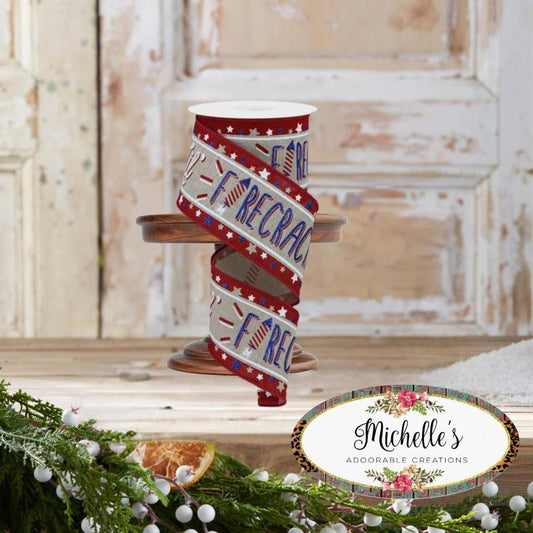 2.5" Lil Firecracker Patriotic Ribbon: Natural (10 Yards)