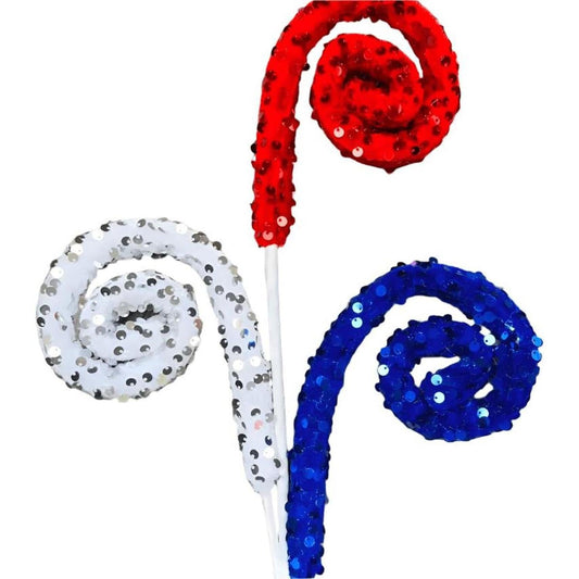 28" Sequin Spiral Curly Spray: Patriotic