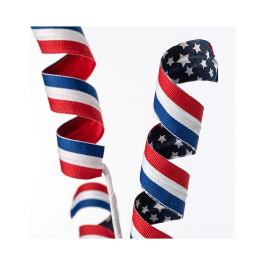 28" Stars and Stripes Curly Spray: Patriotic