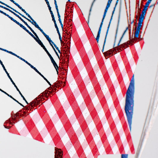 29" Gingham Patriotic Star Spray