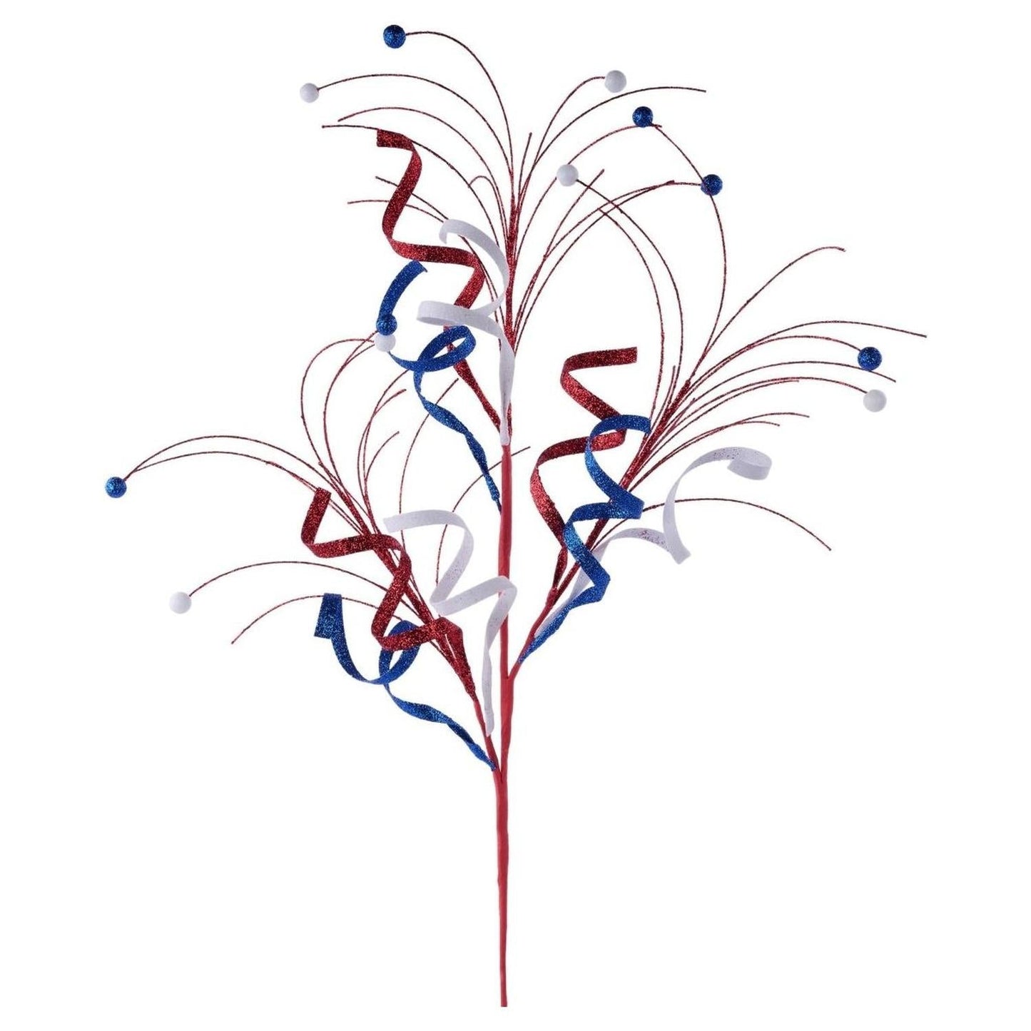 35" Glitter Curly Fishline Ball Spray: Patriotic