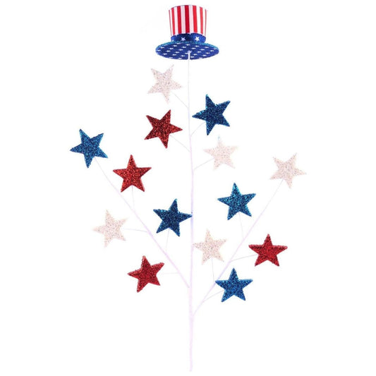 28" Patriotic Uncle Sam Hat Stars Spray